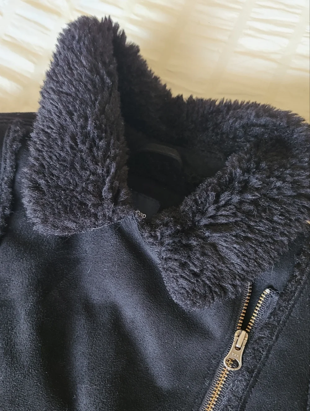 Baby GAP faux suede sherpa lined jacket/coat black size girls 4T
